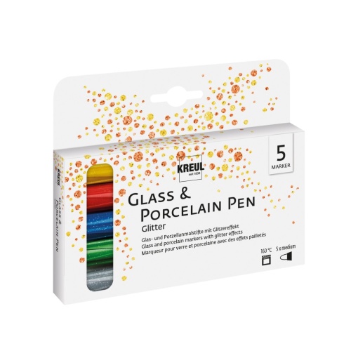 KREUL Glass & Porcelain Pen Glitter Medium 5/set