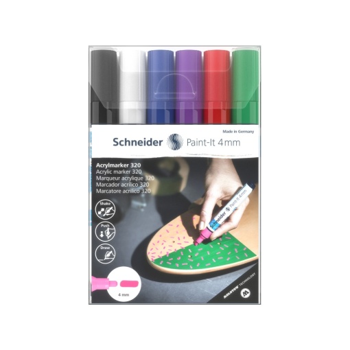 Marker cu vopsea acrilică Paint-It 320 4 mm Schneider 6 buc/set1