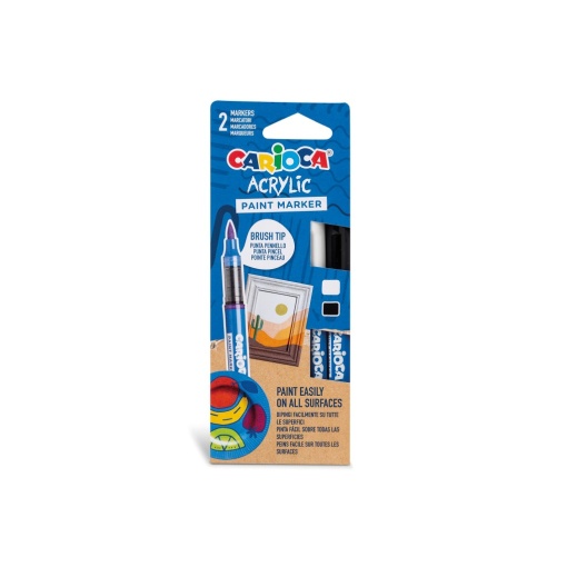 Marker cu vopsea acrilică și vârf pensulă Carioca 2 buc/set
