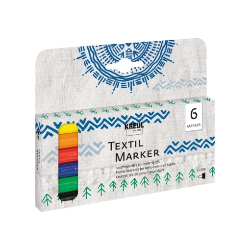 Marker pentru textile Kreul vârf Fin 6 buc/set
