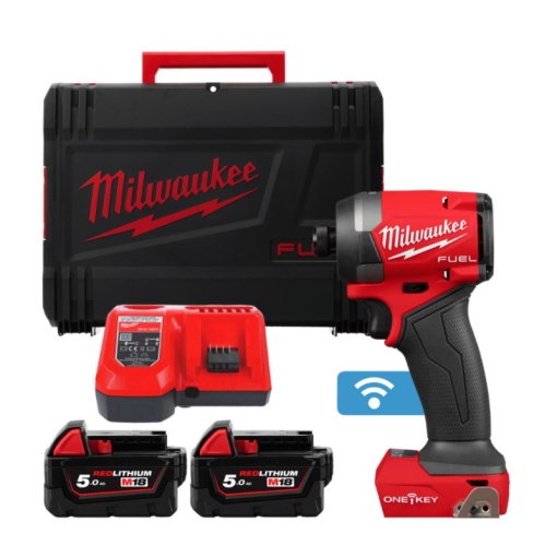 MAȘINĂ DE ÎNȘURUBAT CU IMPACT ¼″ HEX ONE-KEY™ M18 FUEL™ M18 ONEID3-502X, 2 ACUMULATORI, INCARCATOR, CUTIE HD