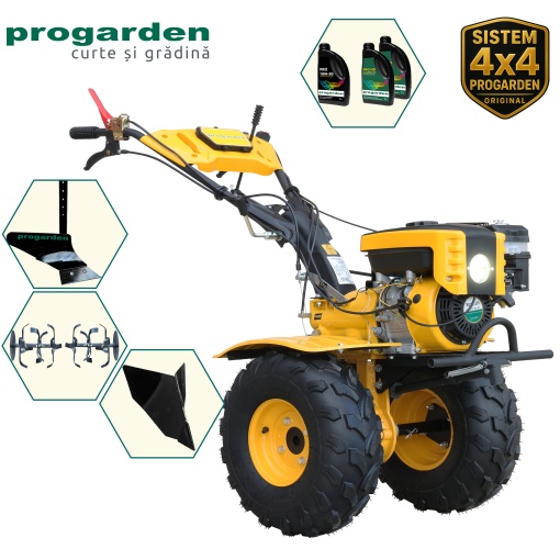 Motocultor ProGARDEN Pachet Campo 873 Alpine 7CP + Plug simplu + Plug bilonat/rarita + 3L Ulei