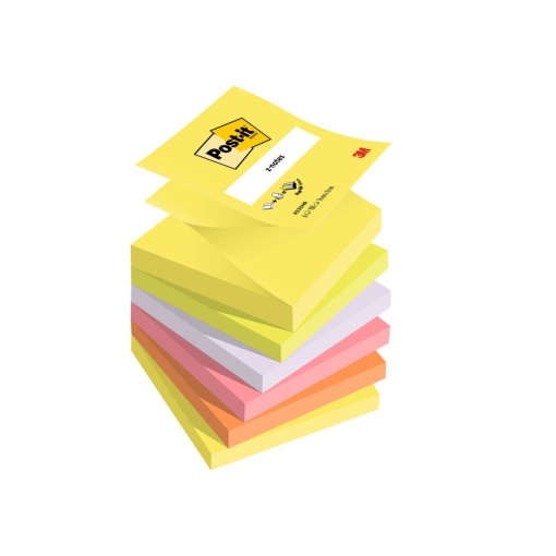 Notes adeziv 76 x 76 mm "Z" 100 file x 6 culori neon Post-it 100% PEFC, SGSCH-PEFC-COC-110078