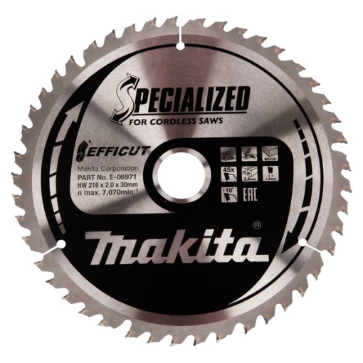 Panza fierastrau circular, lemn Makita, 216x30x2 mm, 45 dinti