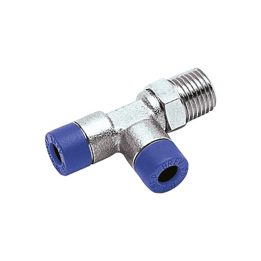 Racord automat push-in dublu Fiac tip T cu filet 1/8", pentru furtun de 6mm