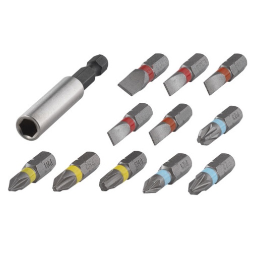 Set 12 piese biti Wolfcraft, Hex 1/4"