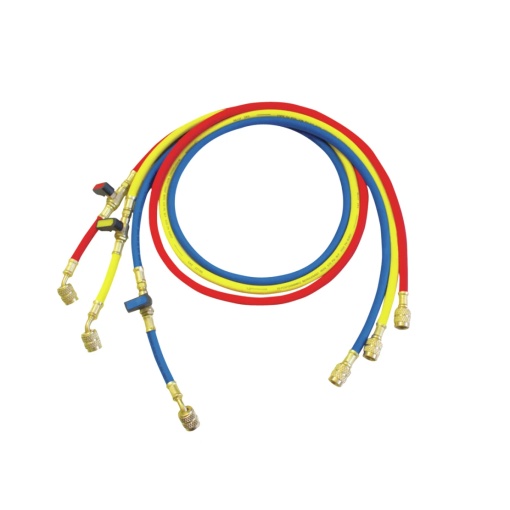 Set 3 furtunuri presiune Rothenberger “Plus” cu robinet cu bilă 1/4″ SAE, 1.5 m