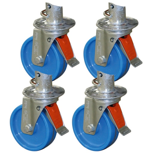 Set 4 roti Krause pivotante cu blocare, diametru 125 mm