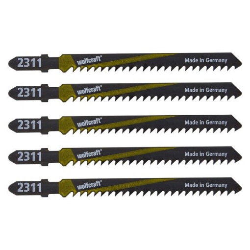 Set 5 panze pentru fierastrau pendular Wolfcraft 2361000, prindere in T, pentru lemn, adancime taiere 50 mm