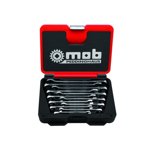Set 7 chei combinate cu clichet reversibil MOB 8-19 mm, cutie metal
