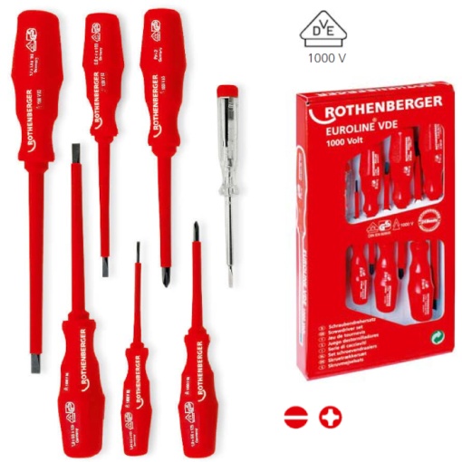 Set 7 surubelnite Rothenberger cu profil PH si plat, izolatie 1000 V