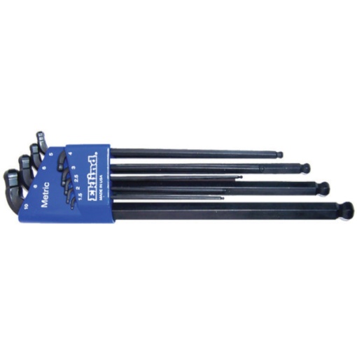 Set 9 chei locas hexagonal lungi cu doua capete sferice in suport de plastic, EKLIND 1.5-10 mm