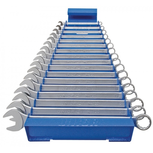 Set de 17 chei combinate Unior lungi cu suport metalic 6 - 22 mm