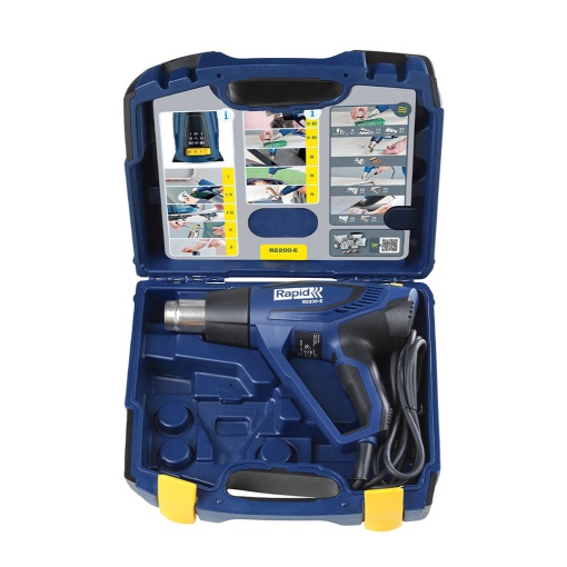 Set Suflanta aer cald Rapid R2200-E si servieta smart cu ghid de utilizare, incalzitor ceramic, reglare electronica a puterii, putere 2200 W, debit 500 l min,reglare debit aer in 3 trepte, temperatura