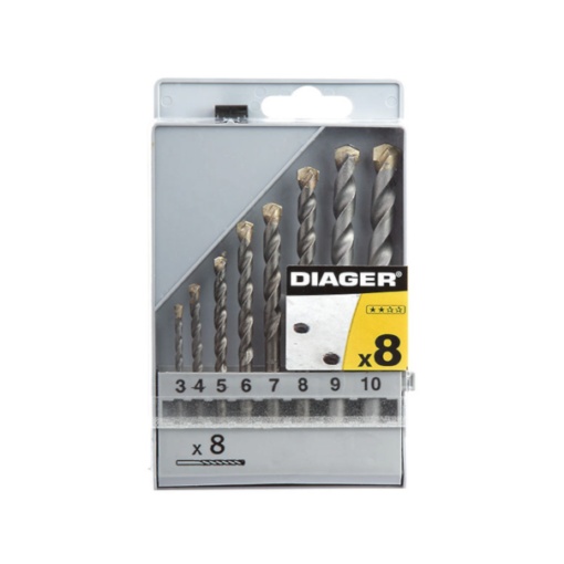 Trusa 8 piese burghie Diager cu coada cilindrica pentru masini electrice cu acumulatori 8 piese 3-10mm