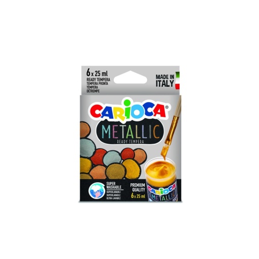 Acuarele tempera metalic Carioca 6 x 25 ml