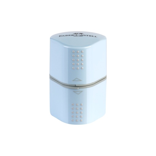 Ascuțitoare plastic triplă cu container grip 2001 bleu sky Faber-Castell