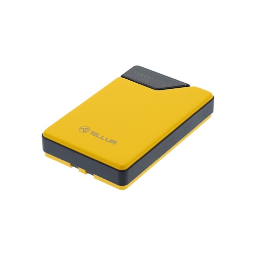 Baterie externă Tellur 10000mAh, USB-C + Lightning cabluri incorporate, QC3.0, PD, galben