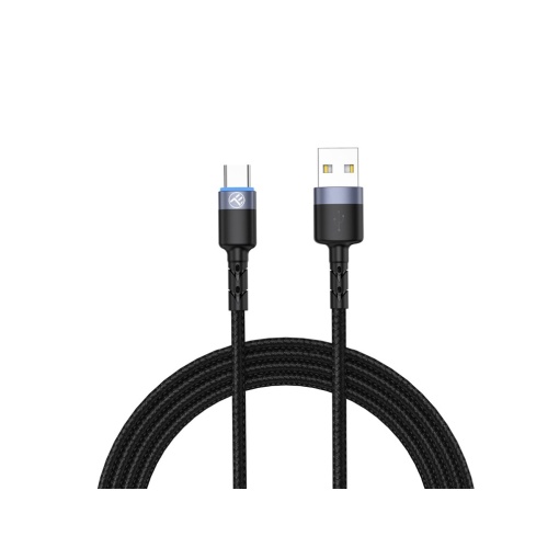 Cablu Tellur USB to Type-C cu LED, 2A, nailon, 2m, nailon, negru