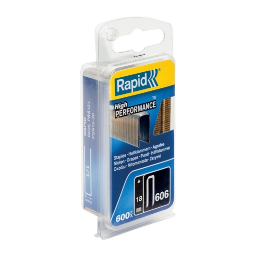 Capse cu coroana ingusta Rapid 606 18 mm, High Performance, acoperite cu rasina, 18mm, 600 capse blister 40109529