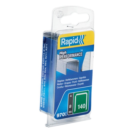 Capse Rapid 140 8, sarma plata galvanizata, High Performance, pentru ambalaje, 970 capse blister 40109514