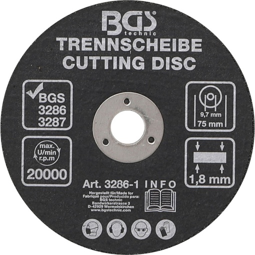 Disc abraziv BGS pentru taiat metal si plastic, 75x10x1,8 mm