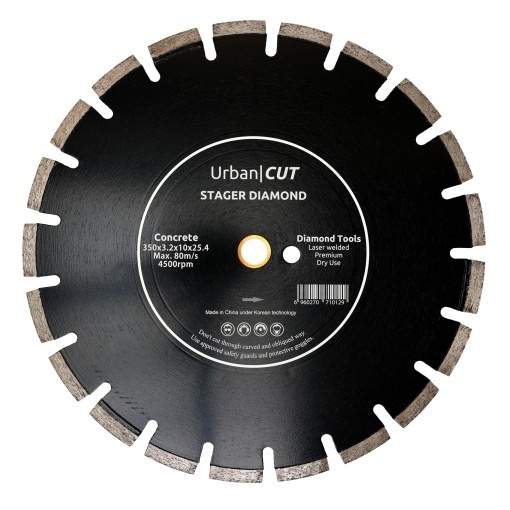 Disc diamantat Stager URBAN CUT pentru beton/asfalt 350mmx25.4-Px10mm3.2 mm