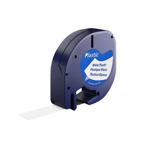 Etichete plastic alb 12mm x 4m compatibile Dymo Letratag 91221 91201 S0721660, functioneaza si cu Imprimanta AIMO P12