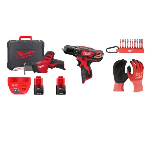 Kit Fierastrau sabie, C12HZ-202C, 12 V + Masina de gaurit 12V, 2 baterii, incarcator, geanta, accesorii