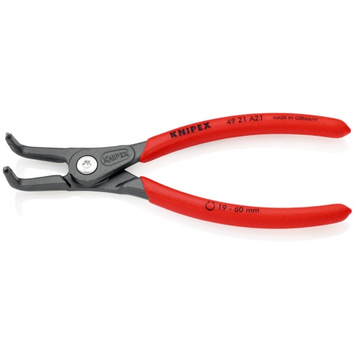 KNIPEX 49 21 A21 clește de precizie pentru inele de siguranță pentru inele exterioare pe axuri acoperit cu material plastic aderent bonderizat în culoarea gri 165 mm