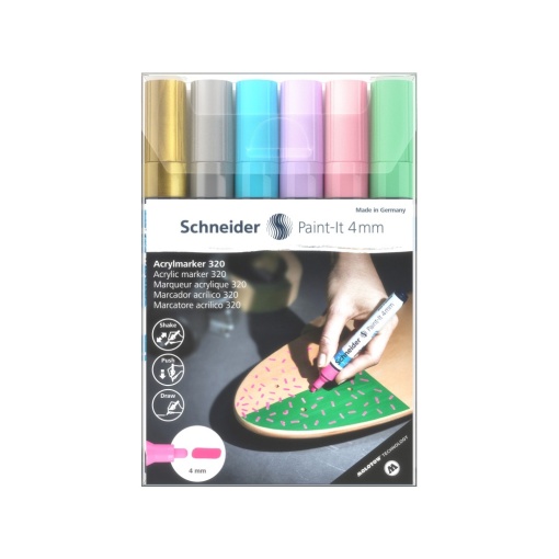 Marker cu vopsea acrilică Paint-It 320 4 mm Schneider 6 buc/set2