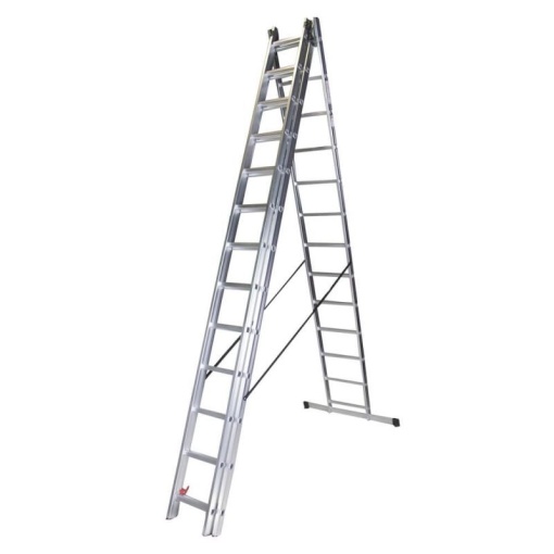 Scara tripla aluminiu BISONTE STR313 3 x 13 trepte inaltime maxima 9.25 m