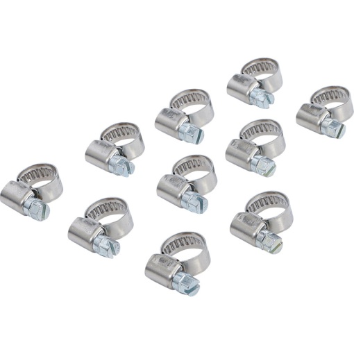 Set 10 coliere BGS INOX, pentru furtune Ø 12 - Ø 20 mm