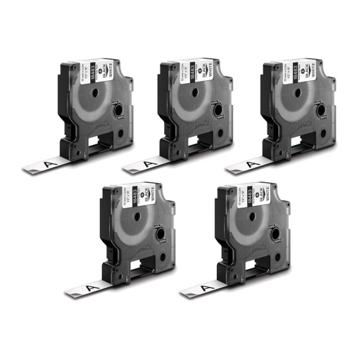 Set 5 Etichete industriale poliester 12mm x 5.5m negru alb DYMO ID1 18483 S0718210