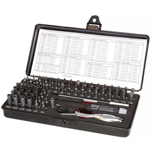 Set 65 piese WIHA biti Micro ESD plus clichet 1/4" si accesorii