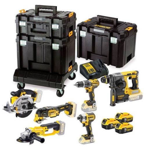Set combo DeWalt DCK654P3T, 6 scule Li-Ion 18 V, 3 acumulatori, incarcator, TSTAK