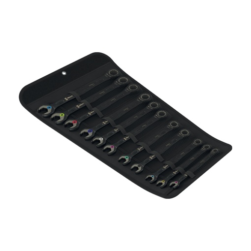 Set profesional de 11 chei combinate cu clichet, editie speciala Wera 6000 Joker Black Edition, performanta maxima in spatii inguste si aplicatii solicitante