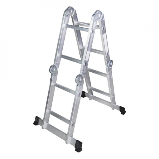 STR402 Scara multifunctionala din aluminiu 4 segmente x 2 trepte, 2.5m