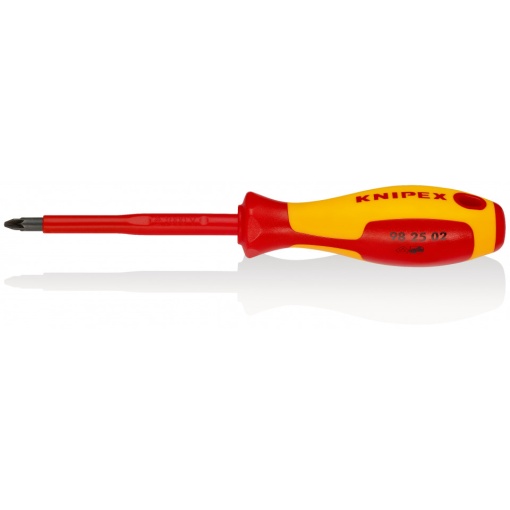 Surubelniță KNIPEX pentru șuruburi cu fantă în cruce Pozidriv® mâner izolator multicomponent, testat de VDE brunat 212 mm