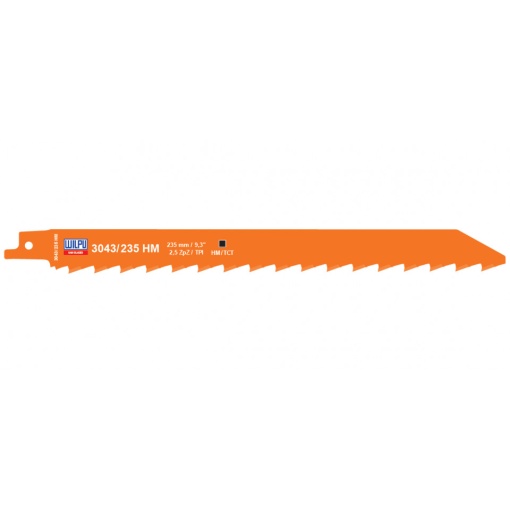 3043/235 HM Panza HM/T.C.T. pentru fierastrau sabie pentru materiale de constructii, DIM 215 x 20 x 1.2 mm