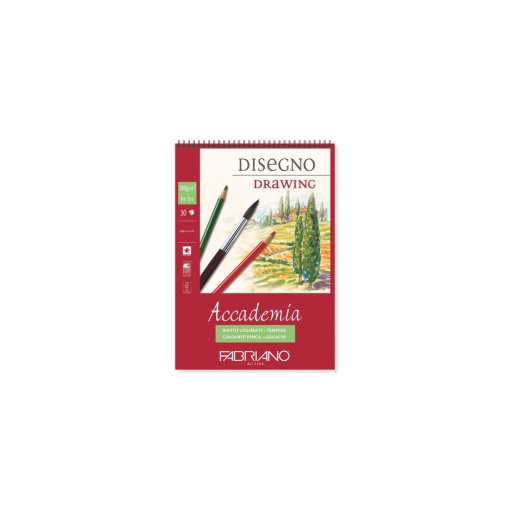 Bloc desen Accademia Disegno, A5, 200 g, 30 file, cu spirală Fabriano