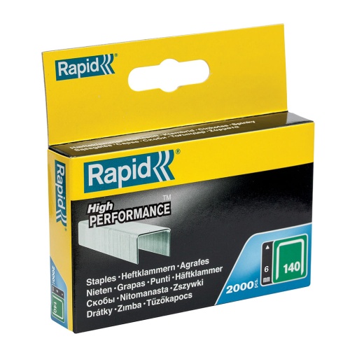Capse Rapid 140 6, sarma plata galvanizata, High Performance, pentru acoperis, 2000 capse cutie carton 11905731