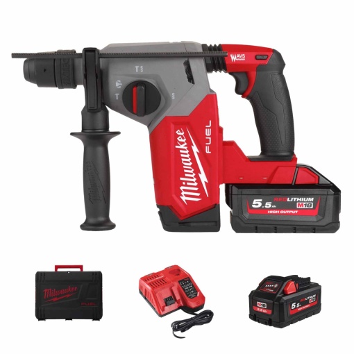 Ciocan rotopercutor SDS-Plus 26 mm cu 4 funcții și mandrină FIXTEC™ M18 FUEL™ M18 FHX-552X, echipat, 2 baterii, incarcator, valiza