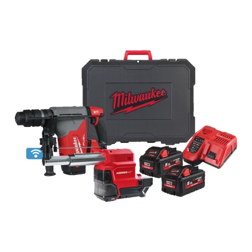 Ciocan rotopercutor SDS-Plus M18 FUEL™ cu soluție de extragere a prafului M18 ONEFHPXDEL-552C, echipat, 2 baterii, incarcator, valiza, 5 jouli