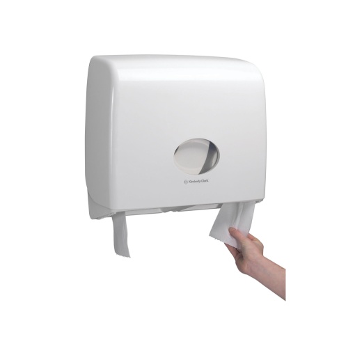 Dispenser Kimberly Clark Aquarius alb pentru hârtie igienică, midi, jumbo, design elegant