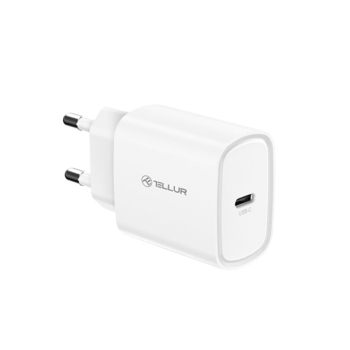 Încărcător priză ultra rapid Tellur 20W PD, USB-C, alb