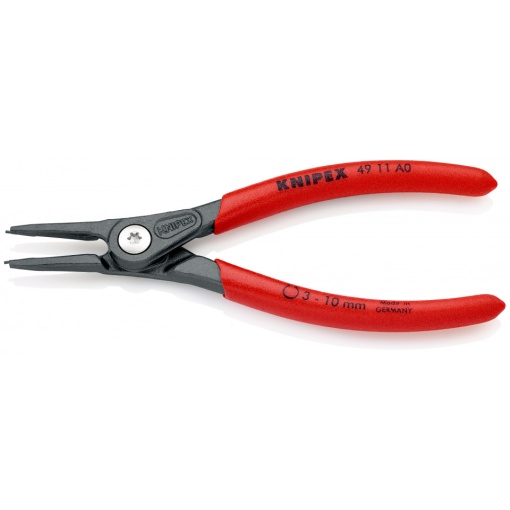 KNIPEX 49 11 A0 clește de precizie pentru inele de siguranță pentru inele exterioare pe axuri acoperit cu material plastic aderent bonderizat în culoarea gri 140 mm