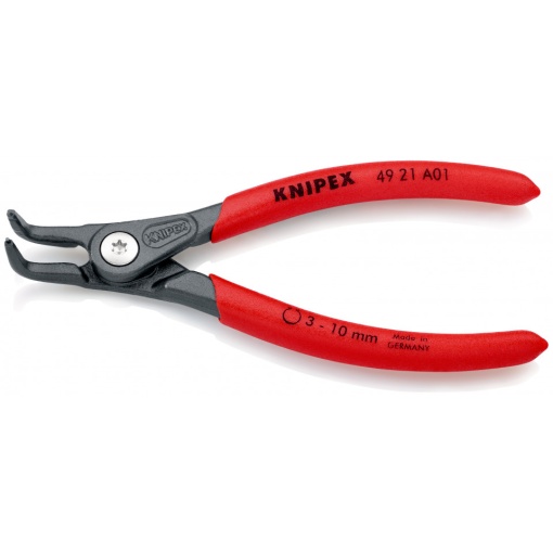 KNIPEX 49 21 A01 clește de precizie pentru inele de siguranță pentru inele exterioare pe axuri acoperit cu material plastic aderent bonderizat în culoarea gri 130 mm