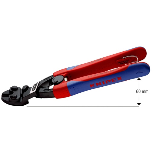 KNIPEX 71 22 200 T CoBolt® Tăietor compact pentru bolțuri cu manşoane suple, multicomponent, cu cârlig de fixare integrat pentru montarea unei siguranţe împotriva căderii vopsit negru 200 mm