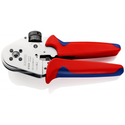 KNIPEX 97 52 63 Clește de presare cu patru dornuri pentru contacte răsucite cu manşoane multicomponent cromat 180 mm